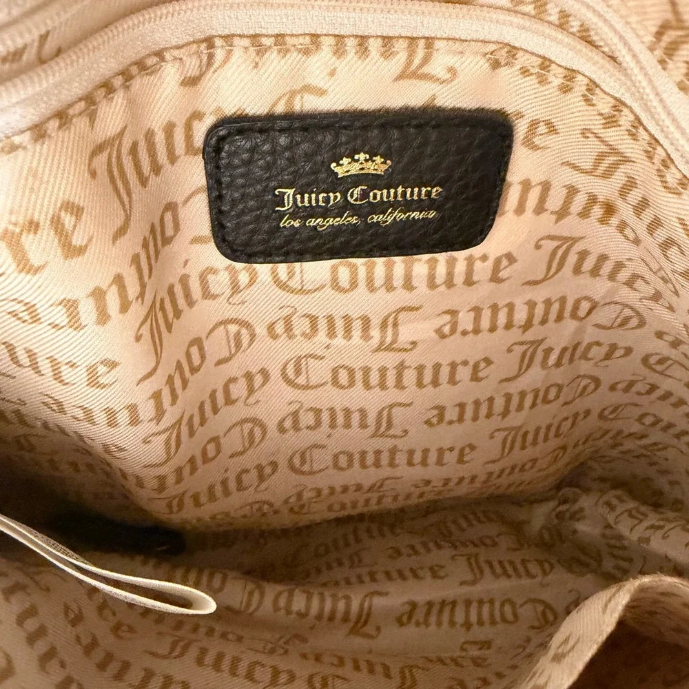 Juicy Couture Crossbody Bag Tan Black Logo Monogram Red Heart Studded y2k